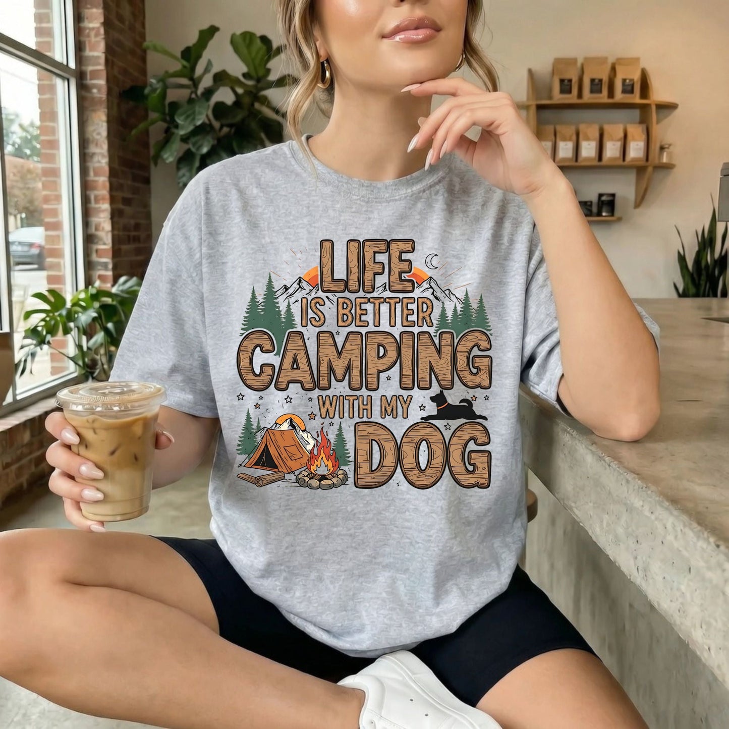 Camping With My Dog Tshirt