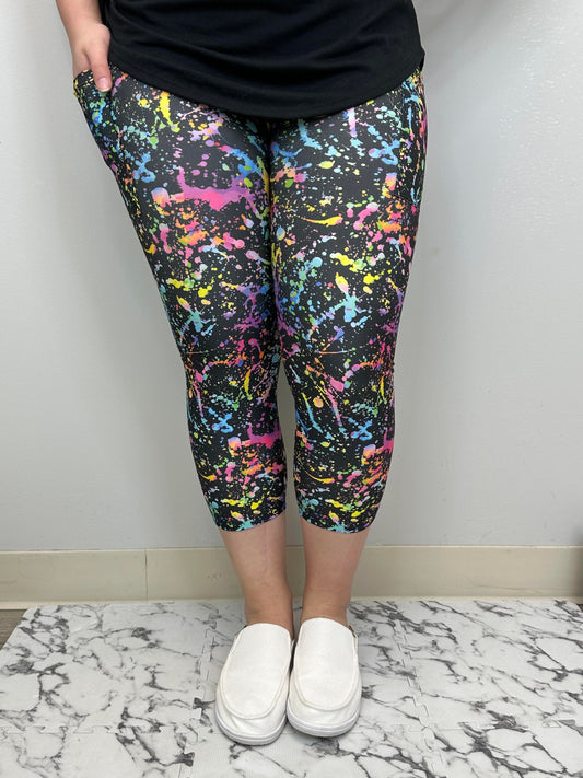 Paint Splatter Capri w/ Pockets