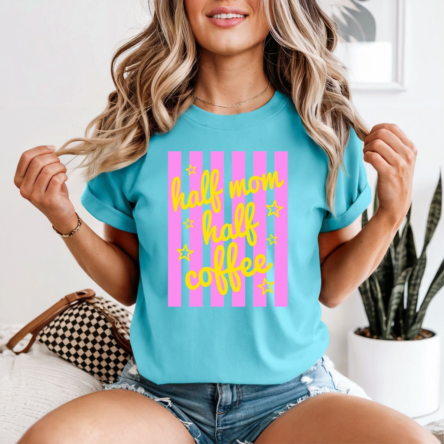 Half Mom Half Coffee Tshirt