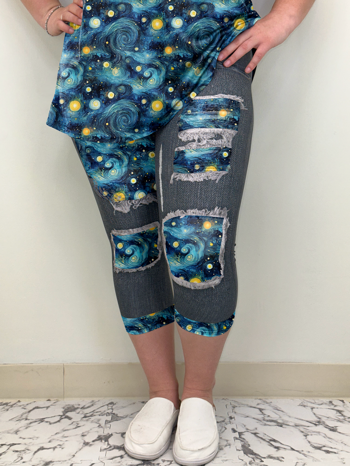 Black Denim Starry Night Capri |  Pre-Sale | Run Ends 6/8