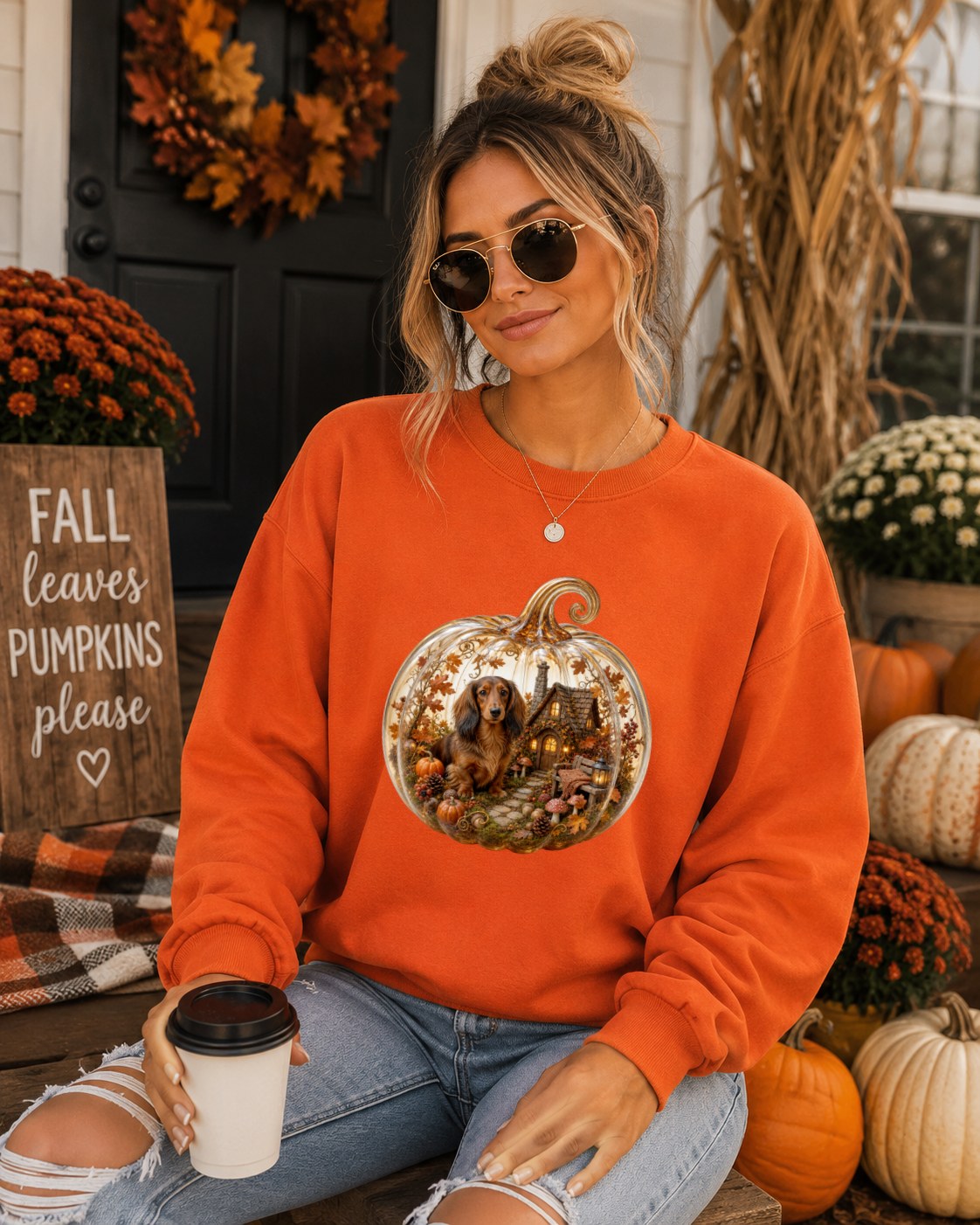 Cozy Pumpkin Daschund Sweatshirt
