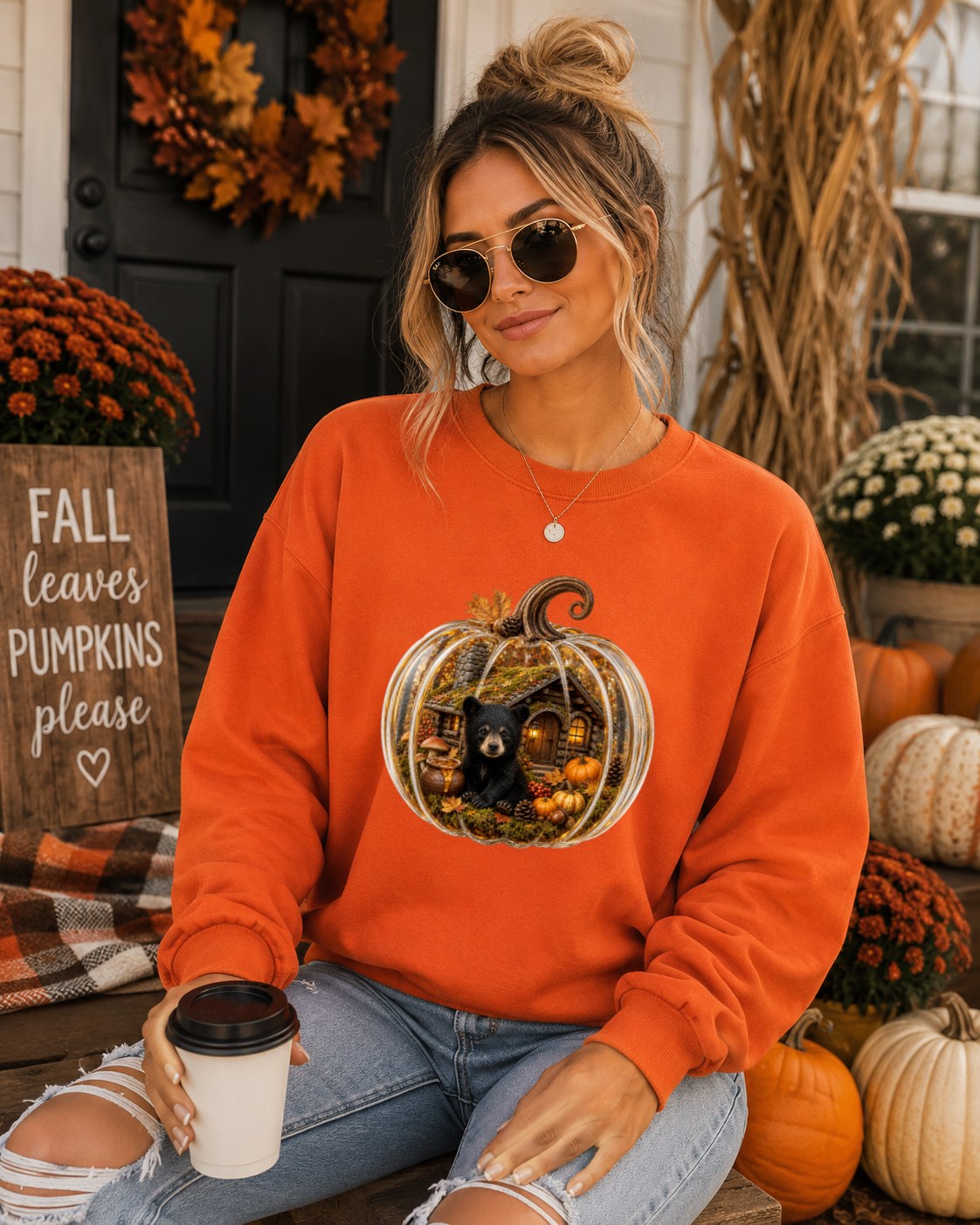 Cozy Pumpkin Bear Sweatshirt