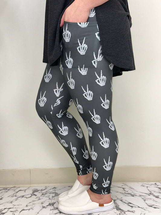 Skelly Peace Leggings w/ Pockets