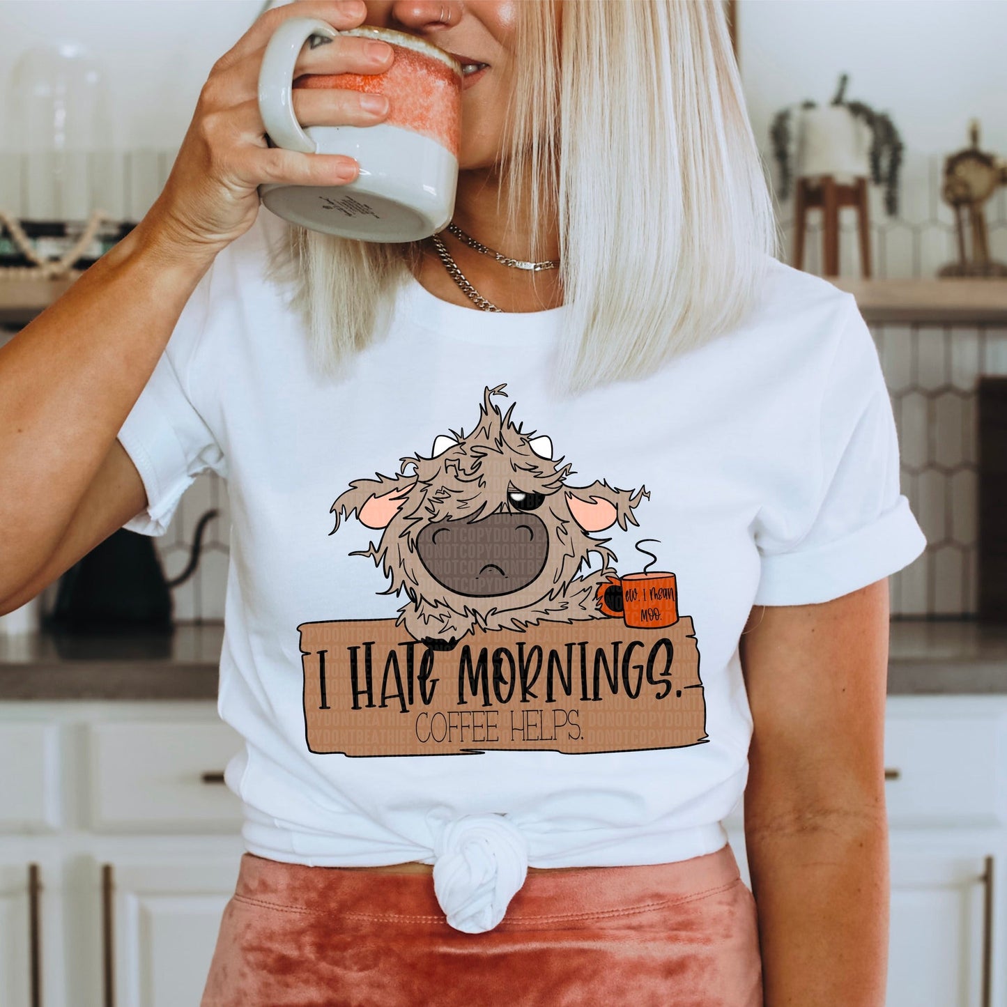 I Hate Mornings Coffee Helps - Tee