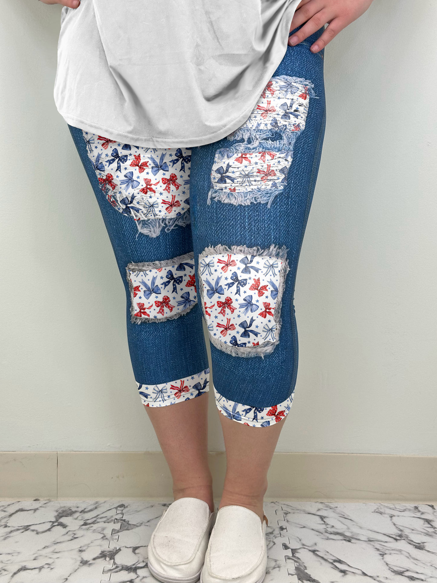 RWB Bows Blue Denim Capri w/ Back Pockets * ETA 6/21