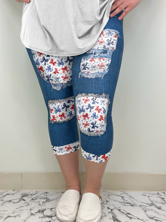 RWB Bows Blue Denim Capri w/ Back Pockets * ETA 6/21